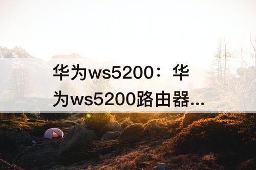 华为ws5200：华为ws5200路由器怎么设置穿墙模式