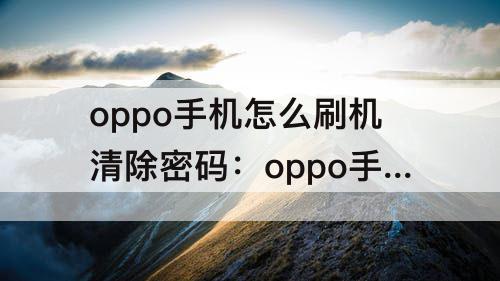 oppo手机怎么刷机清除密码：oppo手机怎么刷机清除密码R9s