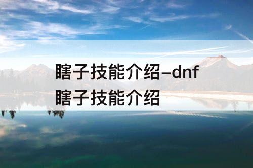 瞎子技能介绍-dnf瞎子技能介绍