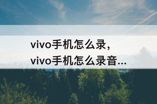 vivo手机怎么录，vivo手机怎么录音功能