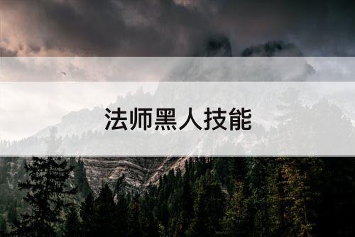 法师黑人技能