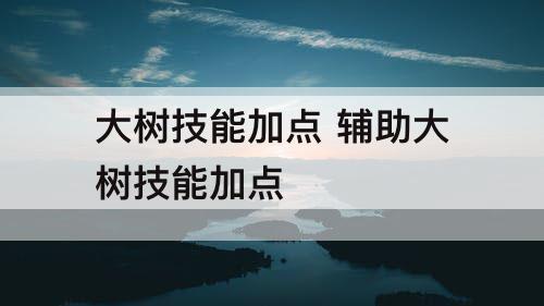 大树技能加点 辅助大树技能加点