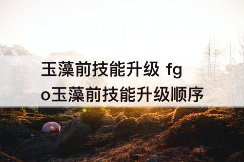 玉藻前技能升级 fgo玉藻前技能升级顺序