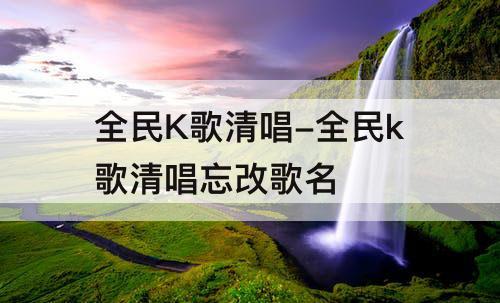 全民K歌清唱-全民k歌清唱忘改歌名