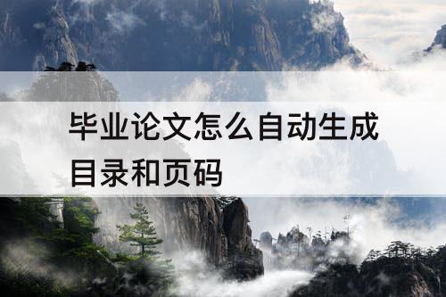 毕业论文怎么自动生成目录和页码