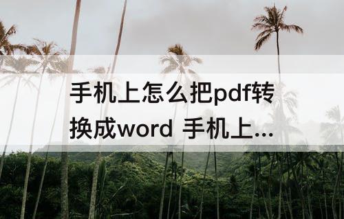 手机上怎么把pdf转换成word 手机上怎么把pdf转换成word格式