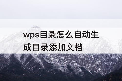 wps目录怎么自动生成目录添加文档