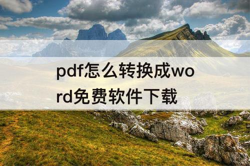 pdf怎么转换成word免费软件下载