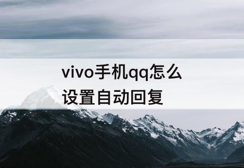 vivo手机qq怎么设置自动回复