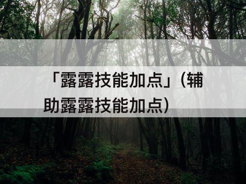 「露露技能加点」(辅助露露技能加点)