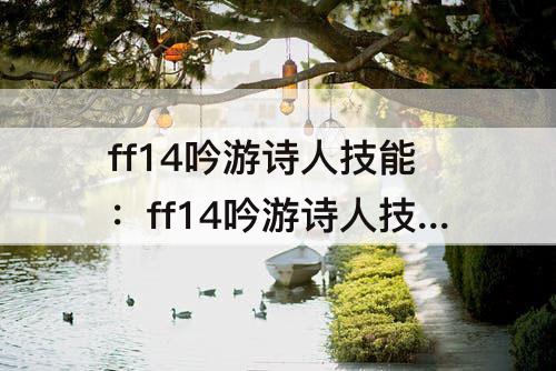 ff14吟游诗人技能：ff14吟游诗人技能教学