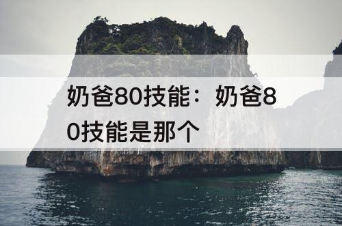 奶爸80技能：奶爸80技能是那个