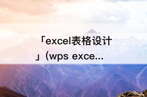 「excel表格设计」(wps excel表格设计选项在哪)
