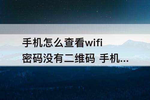 手机怎么查看wifi密码没有二维码 手机怎么查看wifi密码没有二维码怎么办
