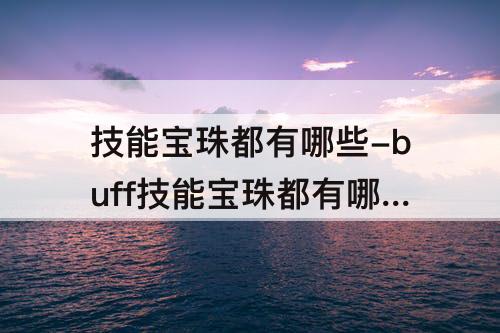 技能宝珠都有哪些-buff技能宝珠都有哪些
