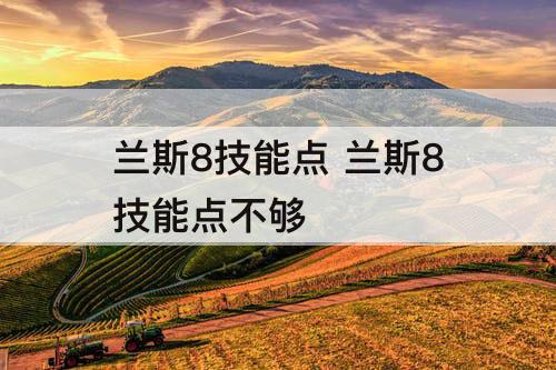 兰斯8技能点 兰斯8技能点不够