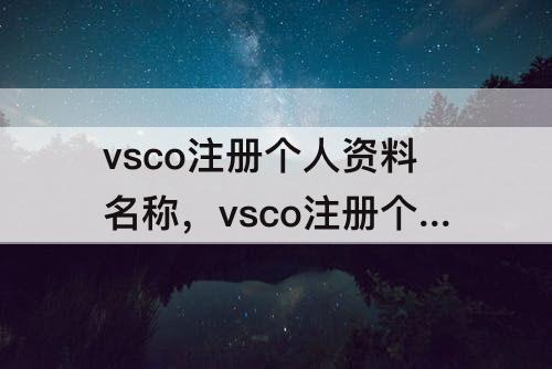 vsco注册个人资料名称，vsco注册个人资料名称填什么