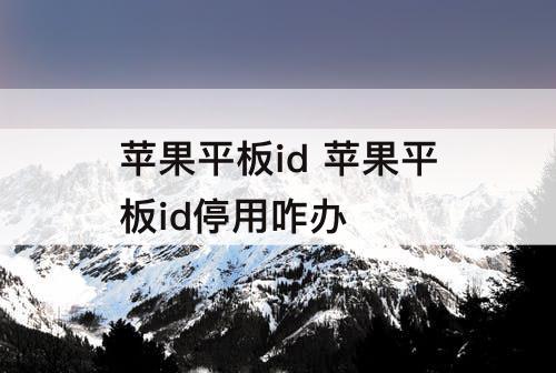 苹果平板id 苹果平板id停用咋办