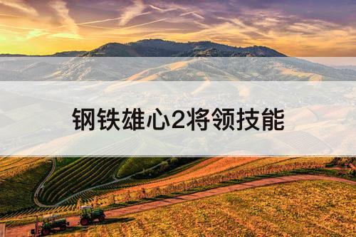 钢铁雄心2将领技能