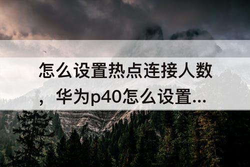 怎么设置热点连接人数，华为p40怎么设置热点连接人数