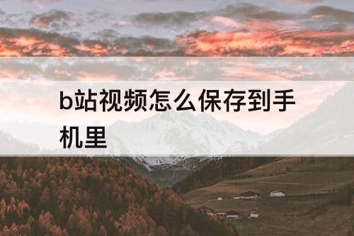 b站视频怎么保存到手机里