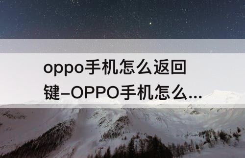 oppo手机怎么返回键-OPPO手机怎么返回键没有了