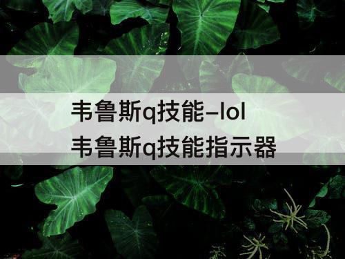 韦鲁斯q技能-lol韦鲁斯q技能指示器