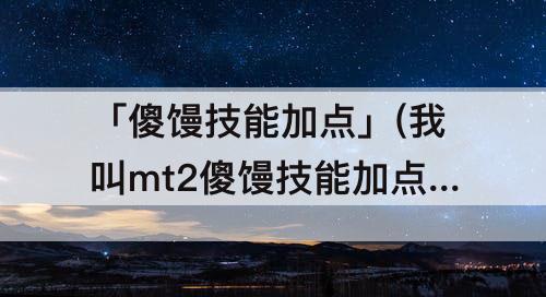 「傻馒技能加点」(我叫mt2傻馒技能加点)
