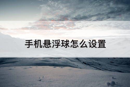 手机悬浮球怎么设置