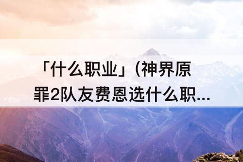 「什么职业」(神界原罪2队友费恩选什么职业)
