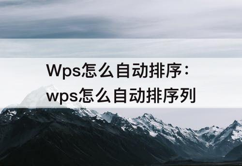 Wps怎么自动排序：wps怎么自动排序列