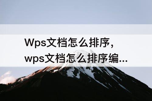 Wps文档怎么排序，wps文档怎么排序编号从小到大