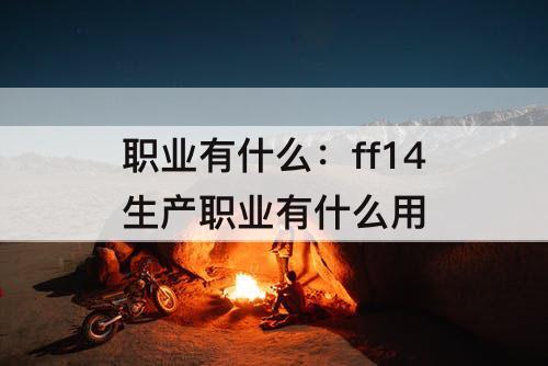 职业有什么：ff14生产职业有什么用