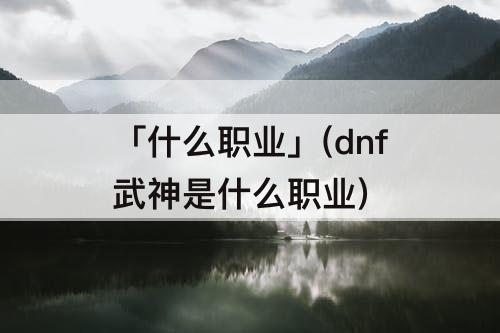 「什么职业」(dnf武神是什么职业)