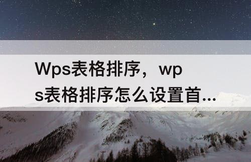 Wps表格排序，wps表格排序怎么设置首行不动