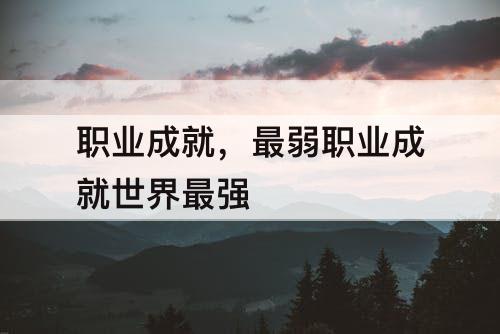 职业成就，最弱职业成就世界最强