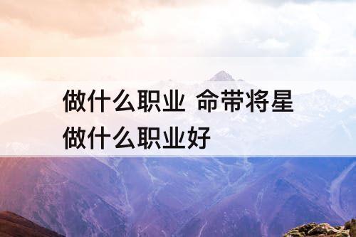 做什么职业 命带将星做什么职业好
