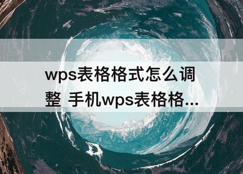 wps表格格式怎么调整 手机wps表格格式怎么调整