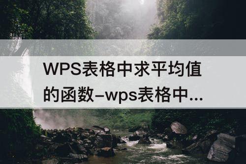 WPS表格中求平均值的函数-wps表格中求平均值的函数是