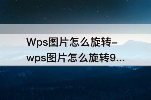 Wps图片怎么旋转-wps图片怎么旋转90度快捷键