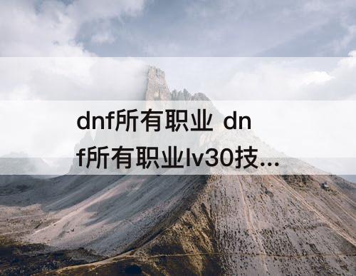 dnf所有职业 dnf所有职业lv30技能攻击力是什么意思