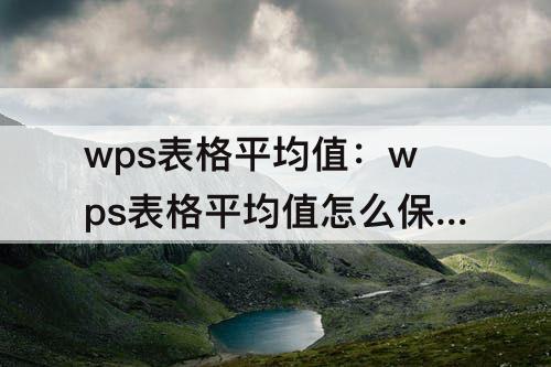 wps表格平均值：wps表格平均值怎么保留小数点后两位