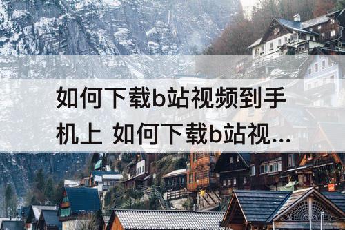 如何下载b站视频到手机上 如何下载b站视频到手机上无水印