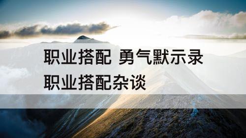 职业搭配 勇气默示录职业搭配杂谈