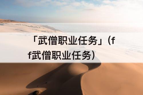 「武僧职业任务」(ff武僧职业任务)