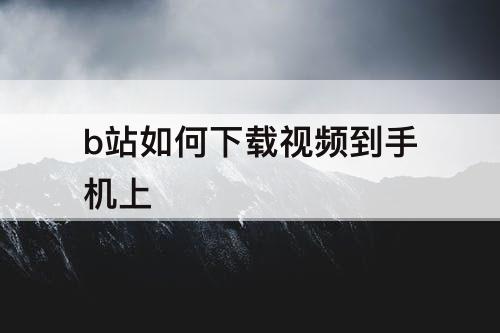 b站如何下载视频到手机上