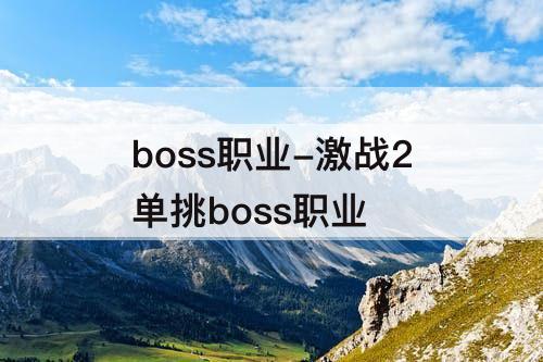 boss职业-激战2单挑boss职业