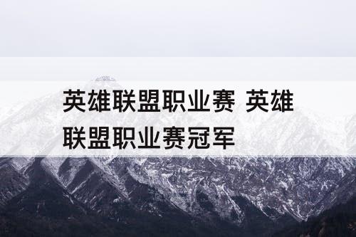 英雄联盟职业赛 英雄联盟职业赛冠军