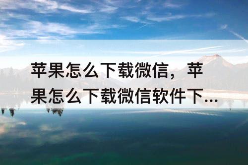 苹果怎么下载微信，苹果怎么下载微信软件下载