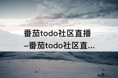 番茄todo社区直播-番茄todo社区直播论坛